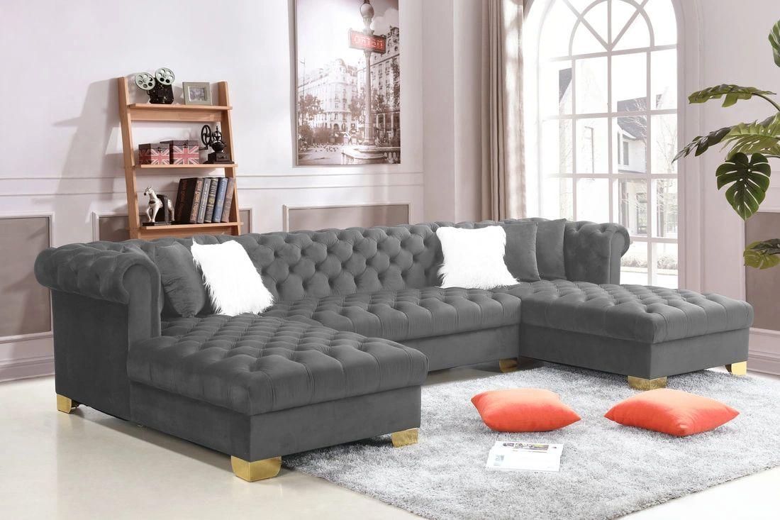 Kim Grey Velvet Sectional