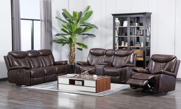 Chanel Brown Vegan Leather 2 Pc Reclining Set (Loveseat&Chair)