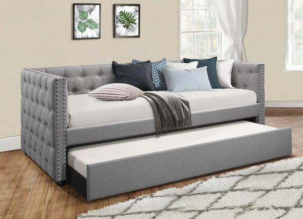 Courage Grey Linen Trundle Daybed