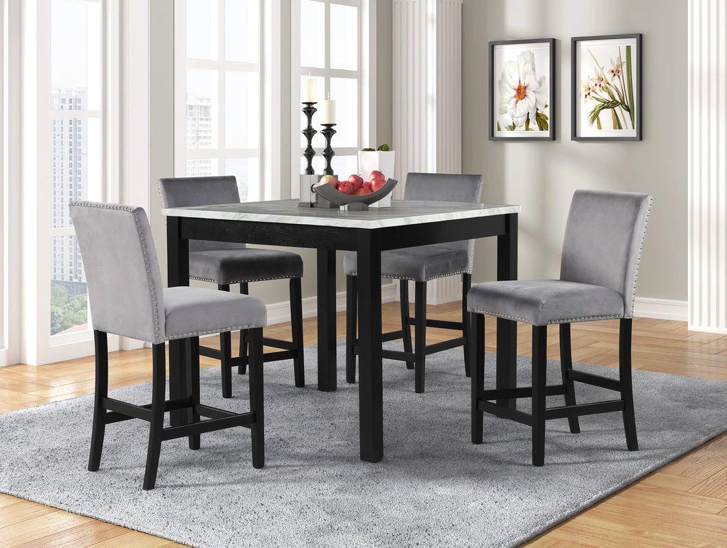 Dior Grey Marble 5-Piece Dinette