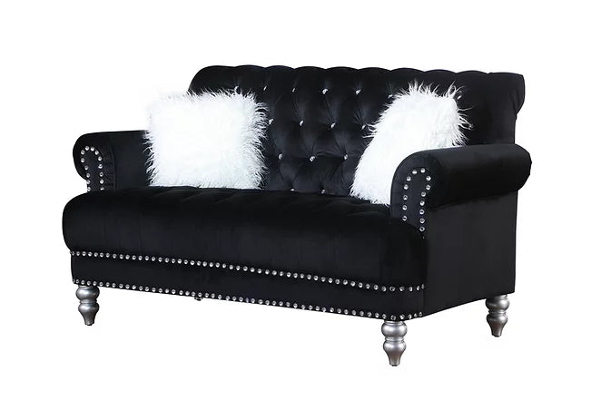Royal Black Velvet Sofa & Loveseat