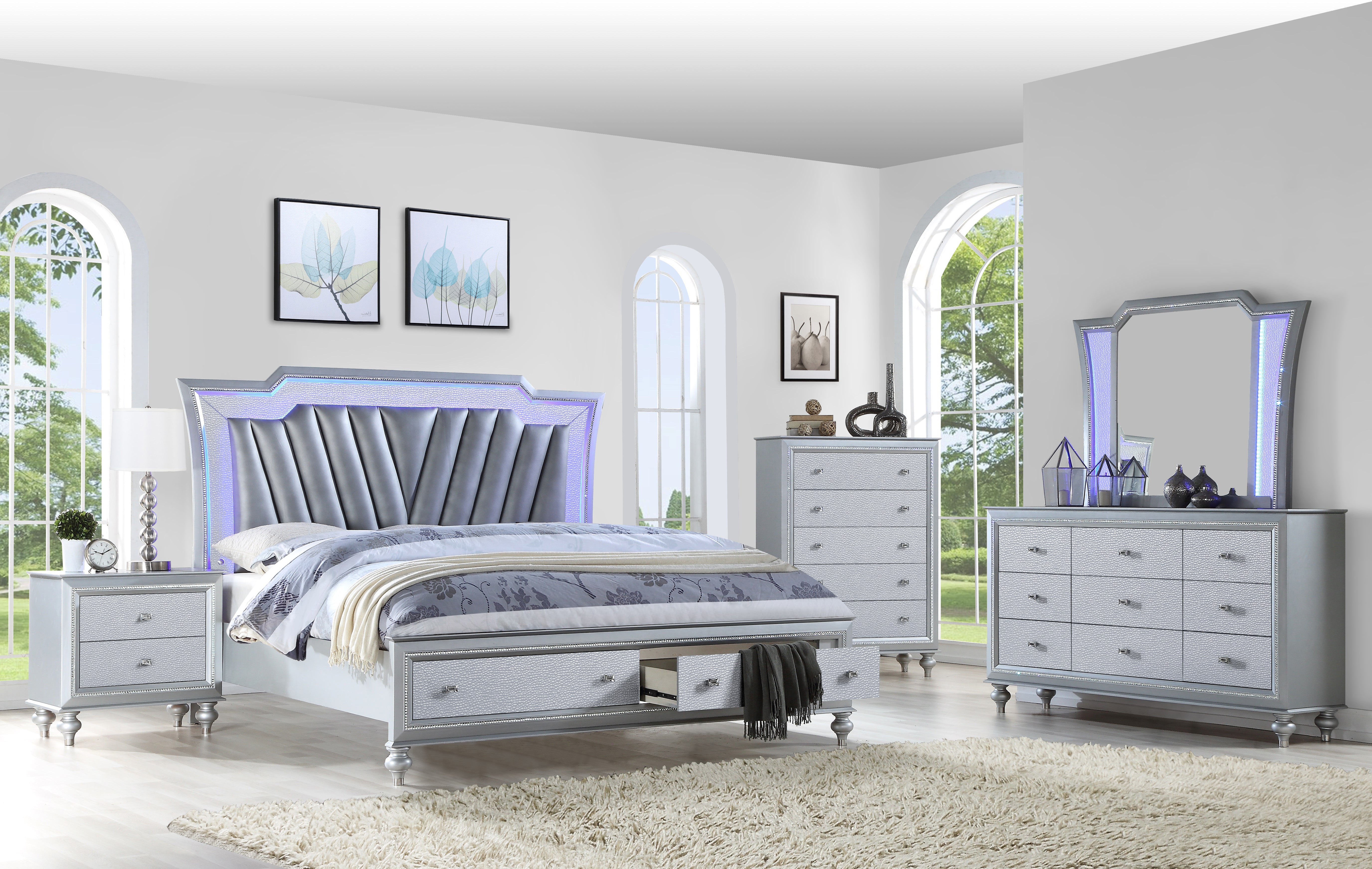 Star Silver LED Bedroom Set Star Silver LED Bedroom Set