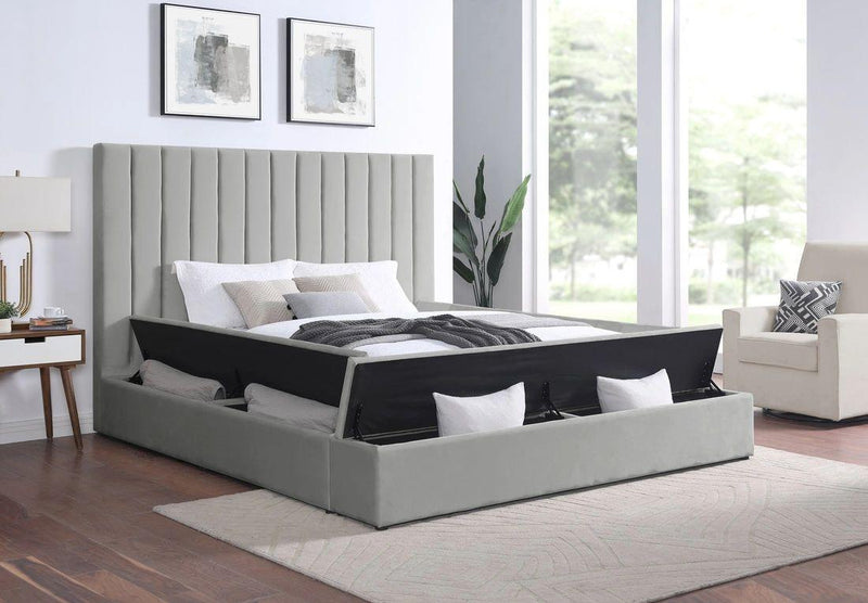 France - Grey Platform Bed with Storage