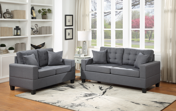 Grey 2pc Sofa & Loveseat Set