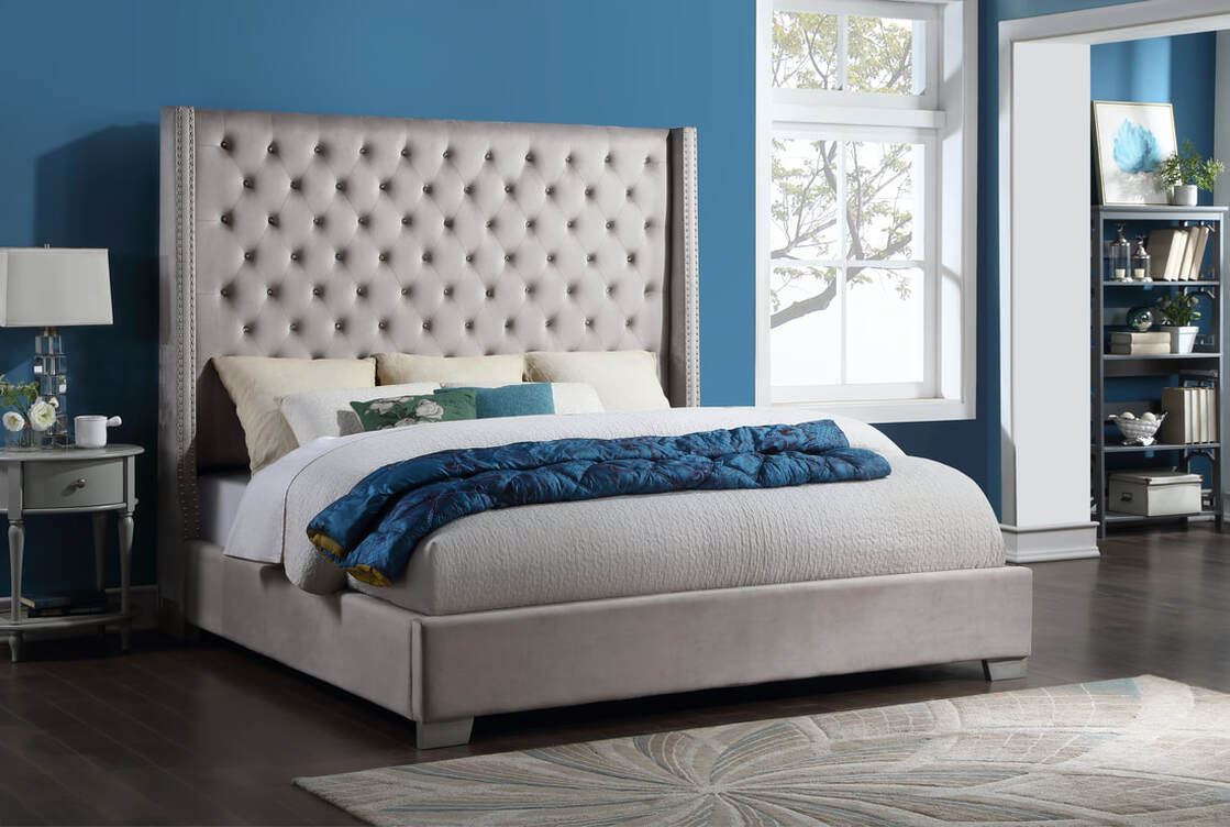 Beverly 6ft Diamond Silver Velvet Bed Frame