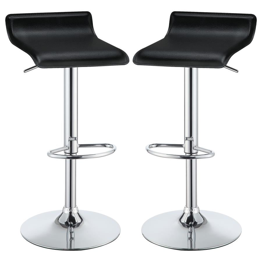 Bidwell Upholstered Adjustable Bar Stool Black (Set of 2)