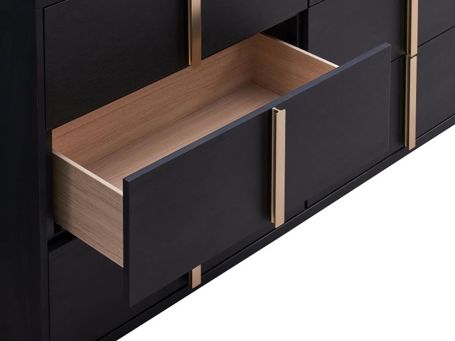 slim fit dress slacks Marceline 6-drawer Dresser Black