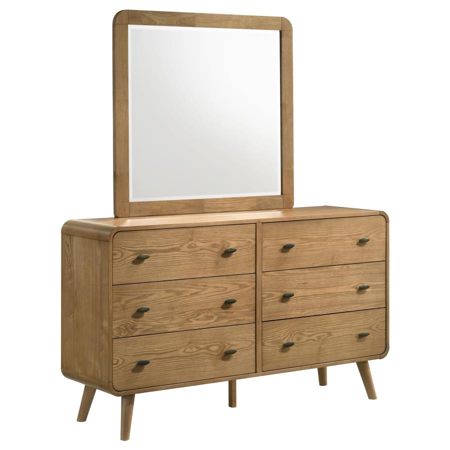 Robyn Light Ash Dresser with Mirror, Chest, Nightstand and Mirror with Natural