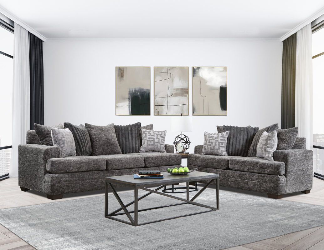 Oyster Charcoal Sofa & Loveseat Set