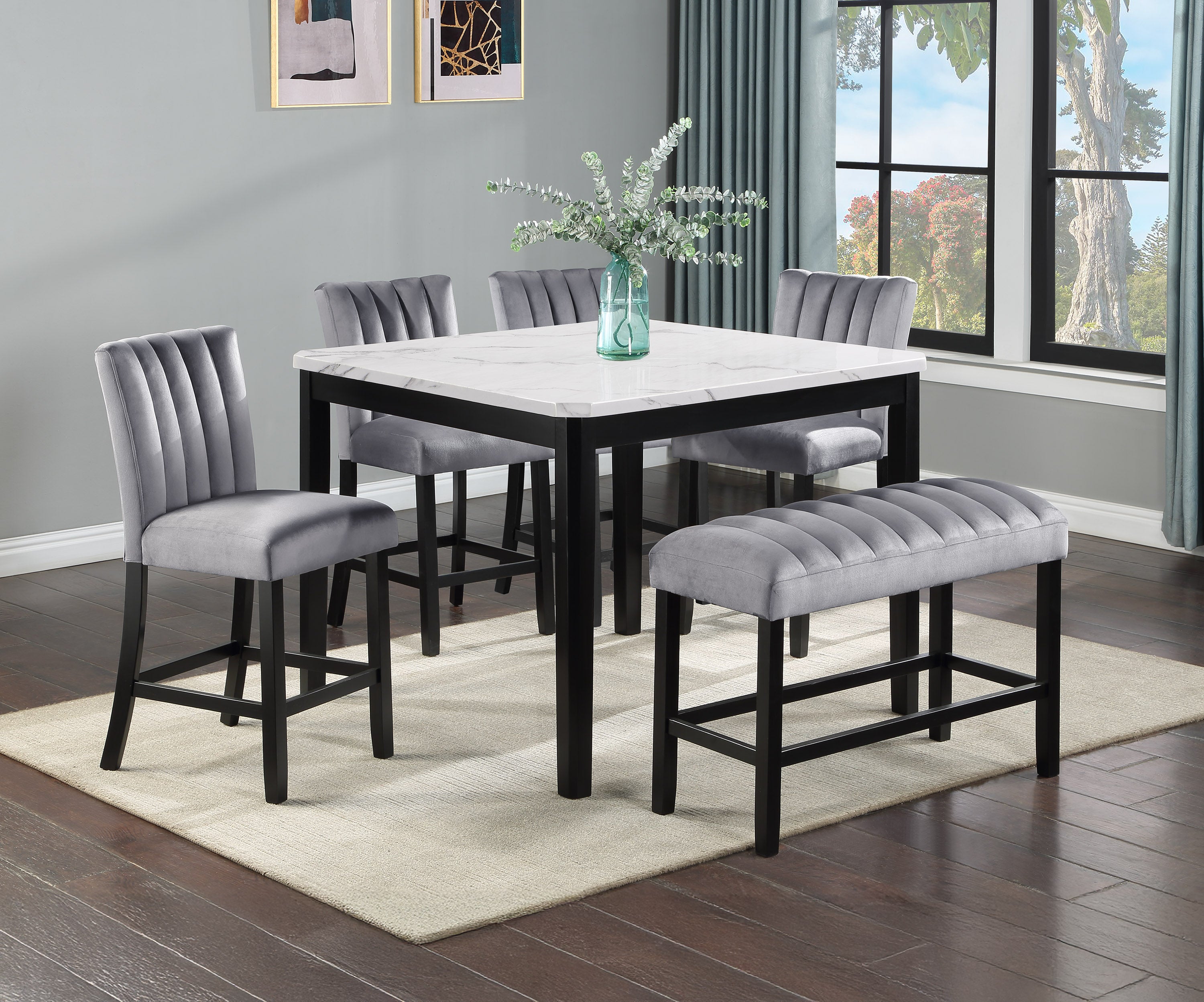 Pascal 6 Pcs Counter Height Dining Set With Bench