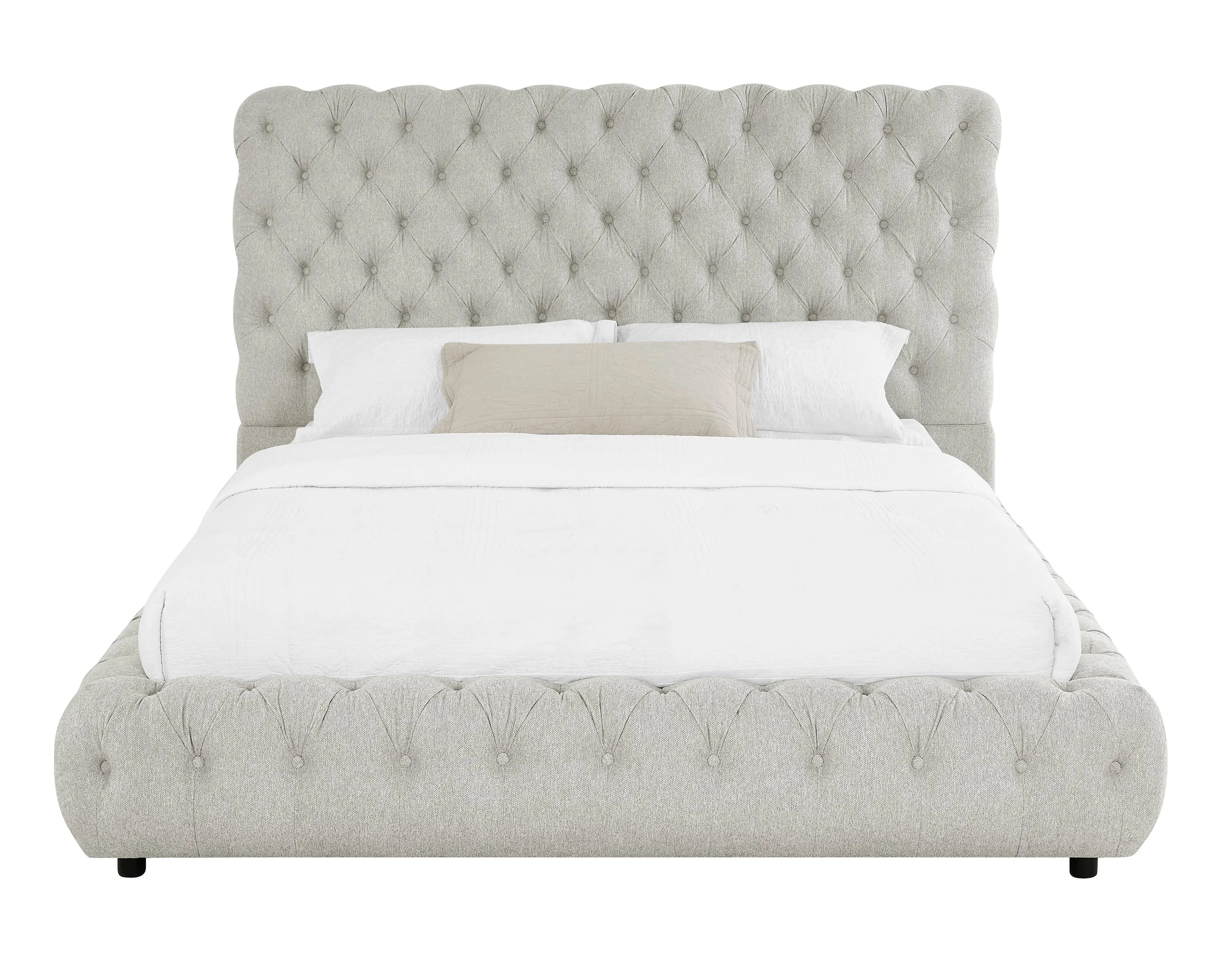 Flory Dove Velvet Bed Platform
