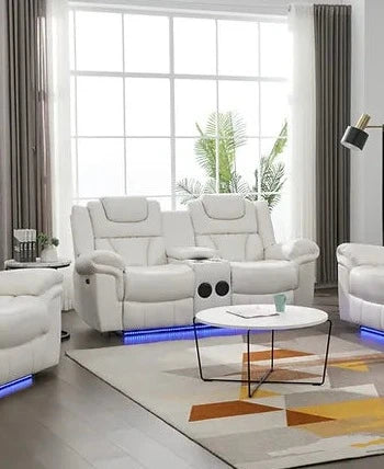 Party Time White Power Reclining Loveseat