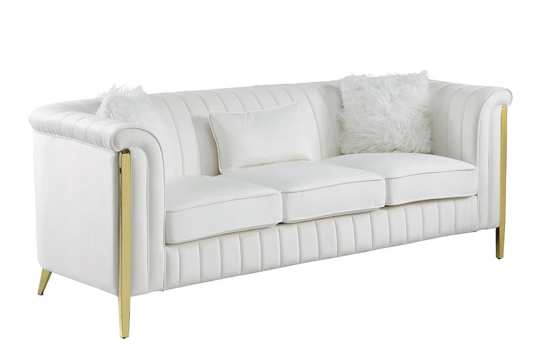 Fara Velvet Sofa & Loveseat Set - Cream