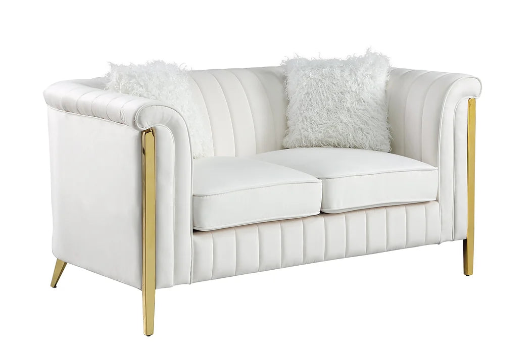 Fara Velvet Sofa & Loveseat Set - Cream