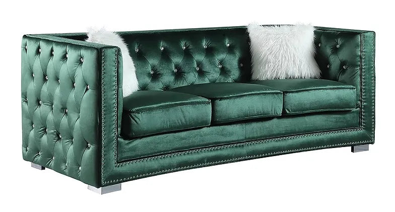 Paris Green Velvet Sofa and Loveseat