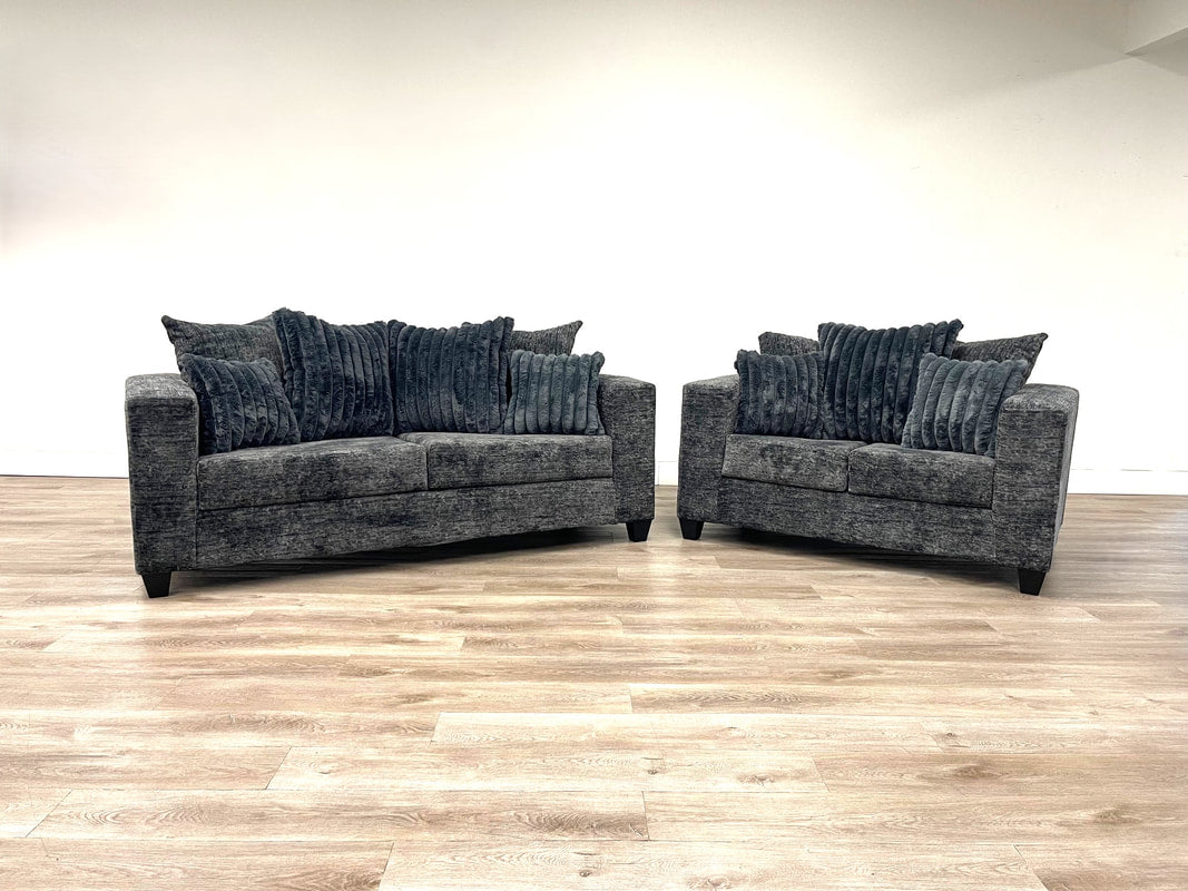 Charcoal Sofa and Loveseat Set