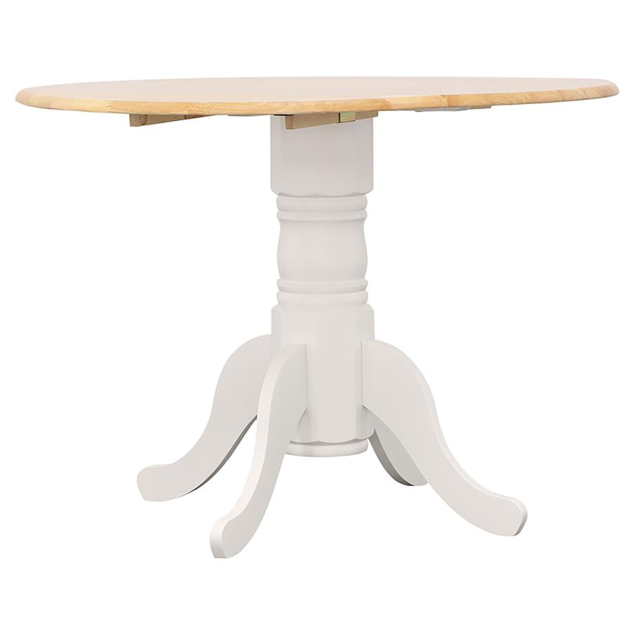 Round 40-inch Drop Leaf Extension Dining Table White