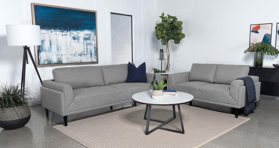 Rilynn 2-piece Upholstered Track Arm Sofa Set Grey