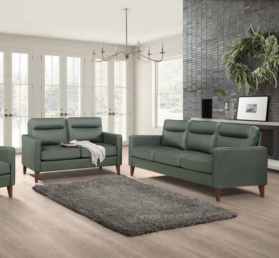 Jonah 2-piece Upholstered Track Arm Sofa Set Green