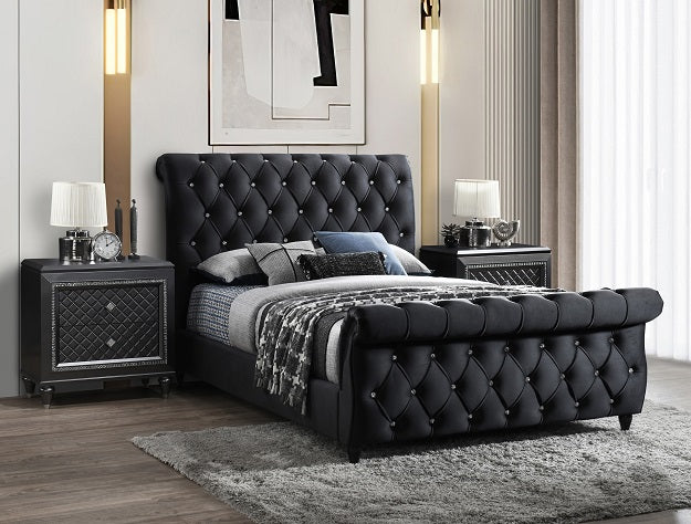 Kyrie Black Velvet Bed Frame