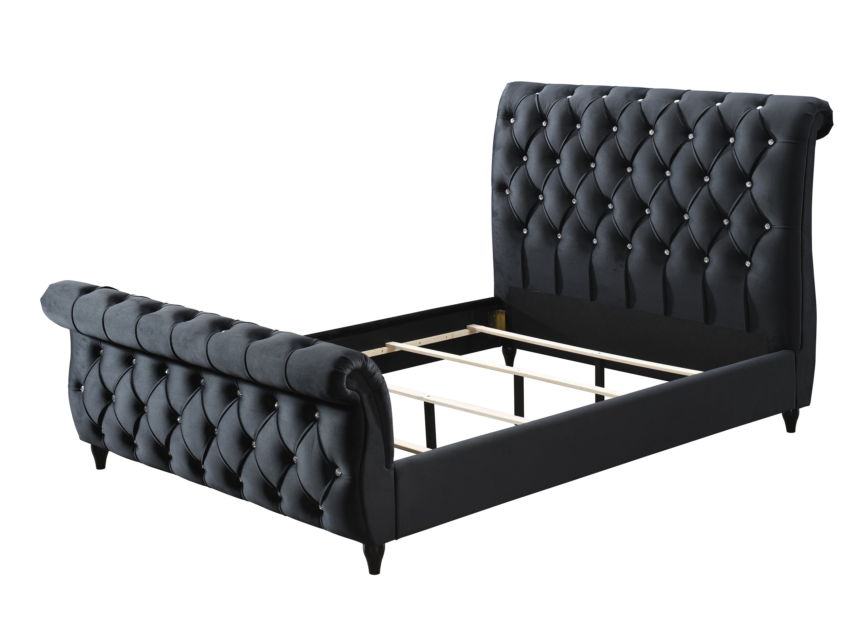 Kyrie Black Velvet Bed Frame