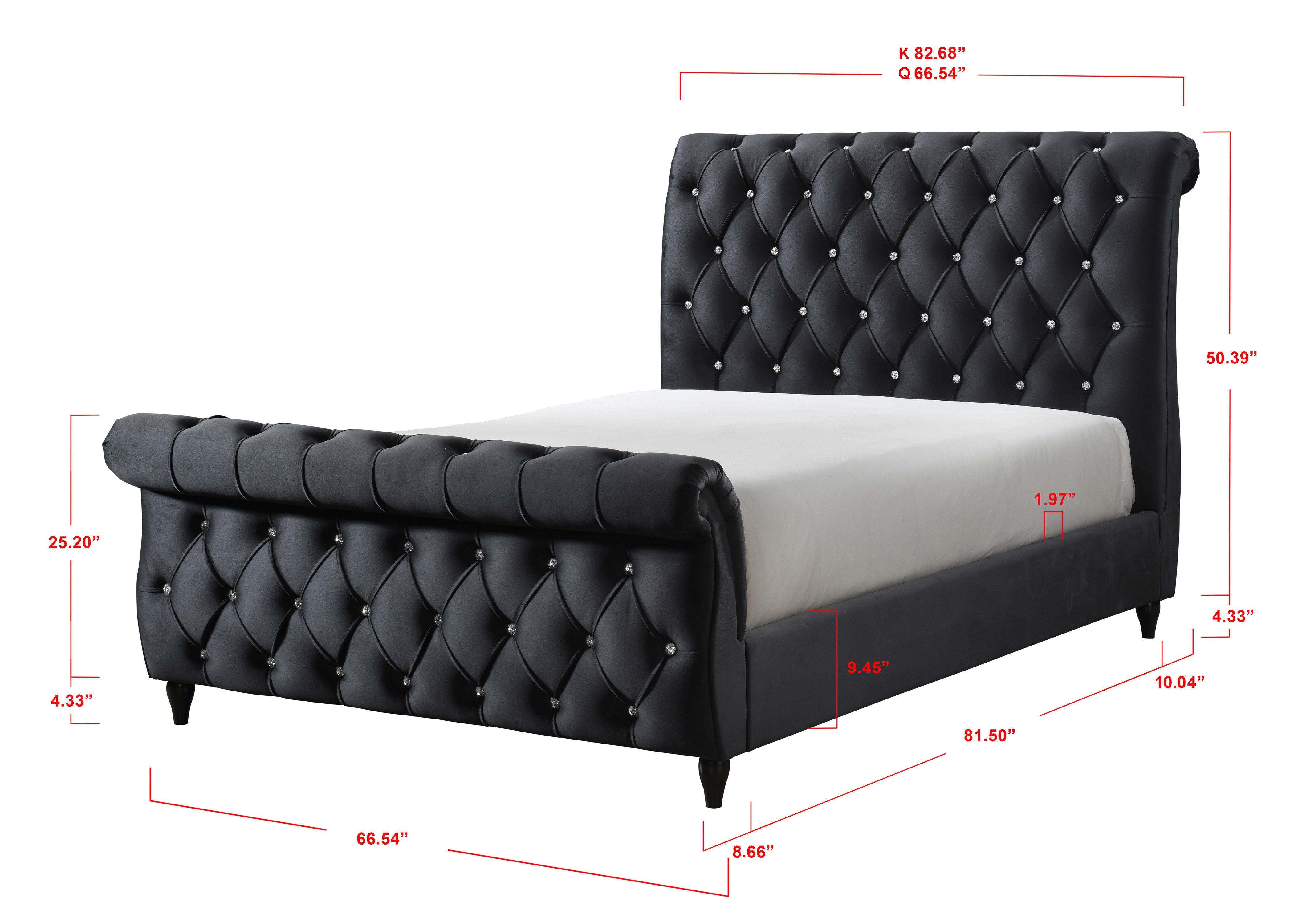 Kyrie Black Velvet Bed Frame