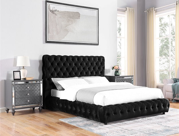 Flory Black Velvet Bed Frame