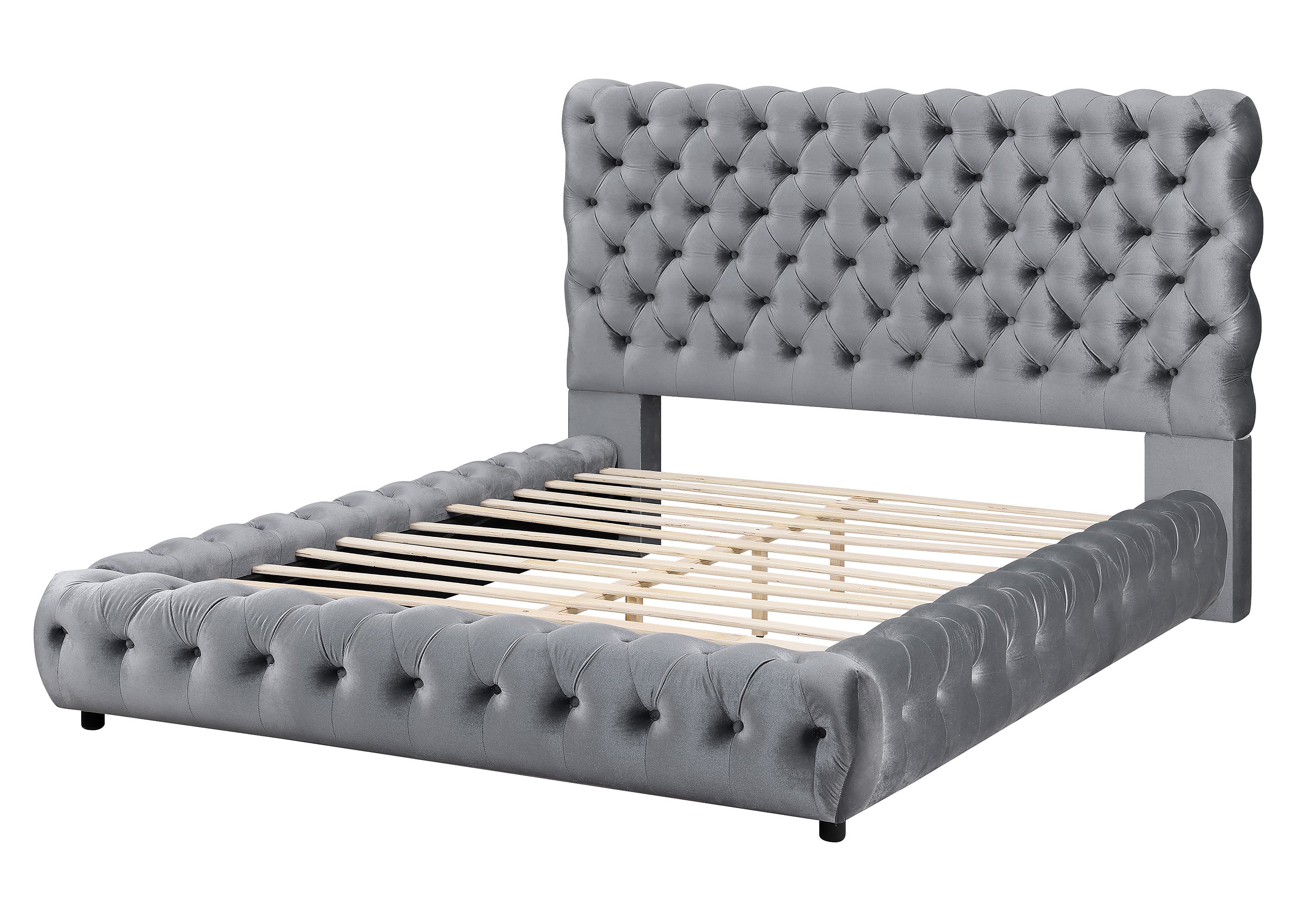 Flory Collection Grey Velvet Bed Frame