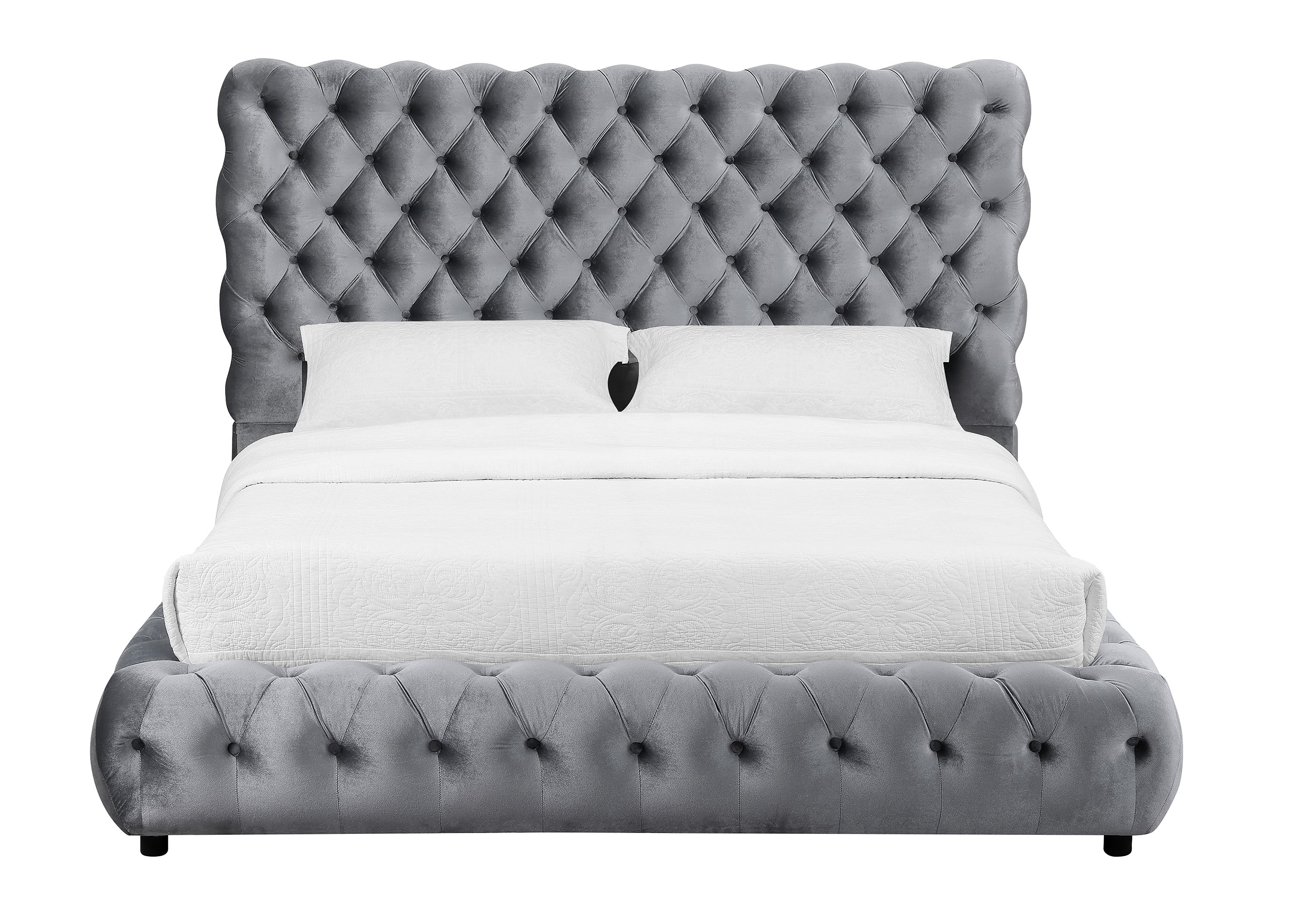 Flory Collection Grey Velvet Bed Frame
