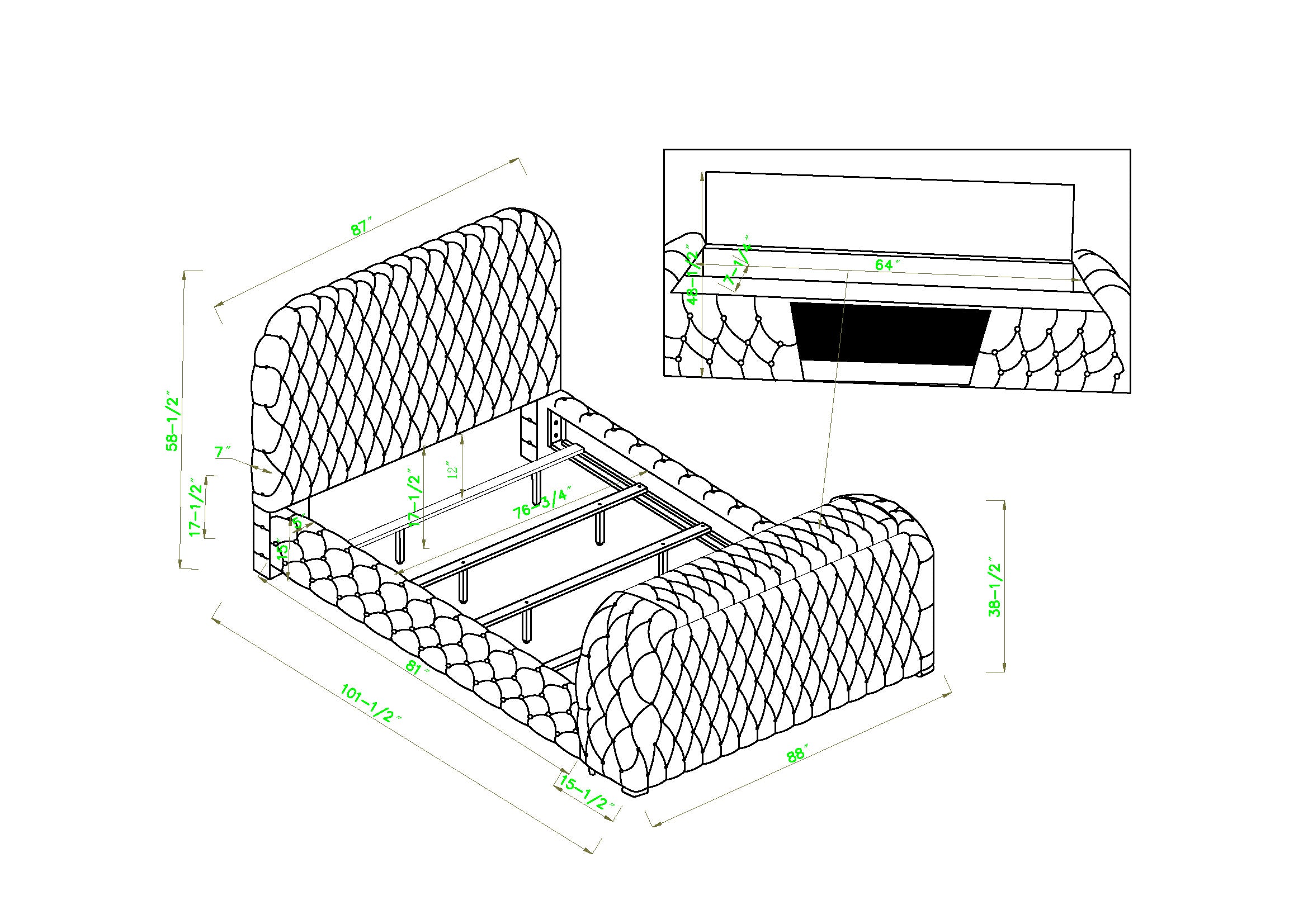 NATALIA BED W/FIREPLACE,TV LIFT