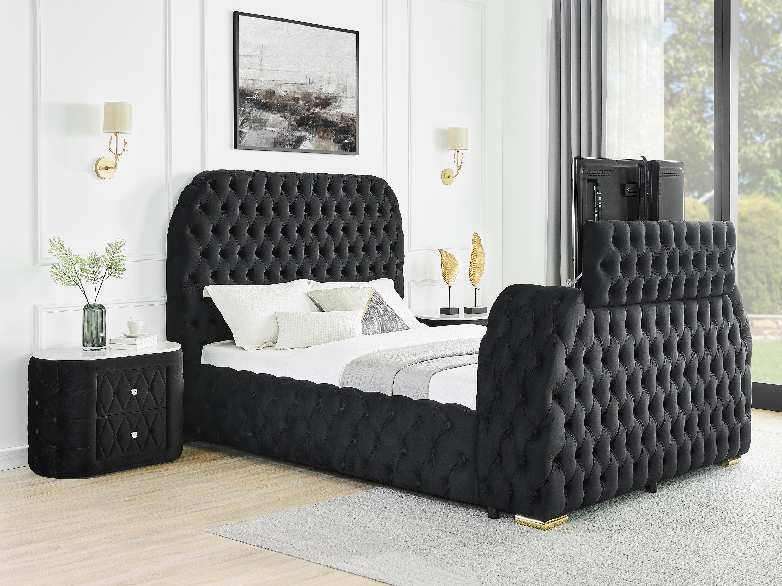 NATALIA BED W/FIREPLACE,TV LIFT
