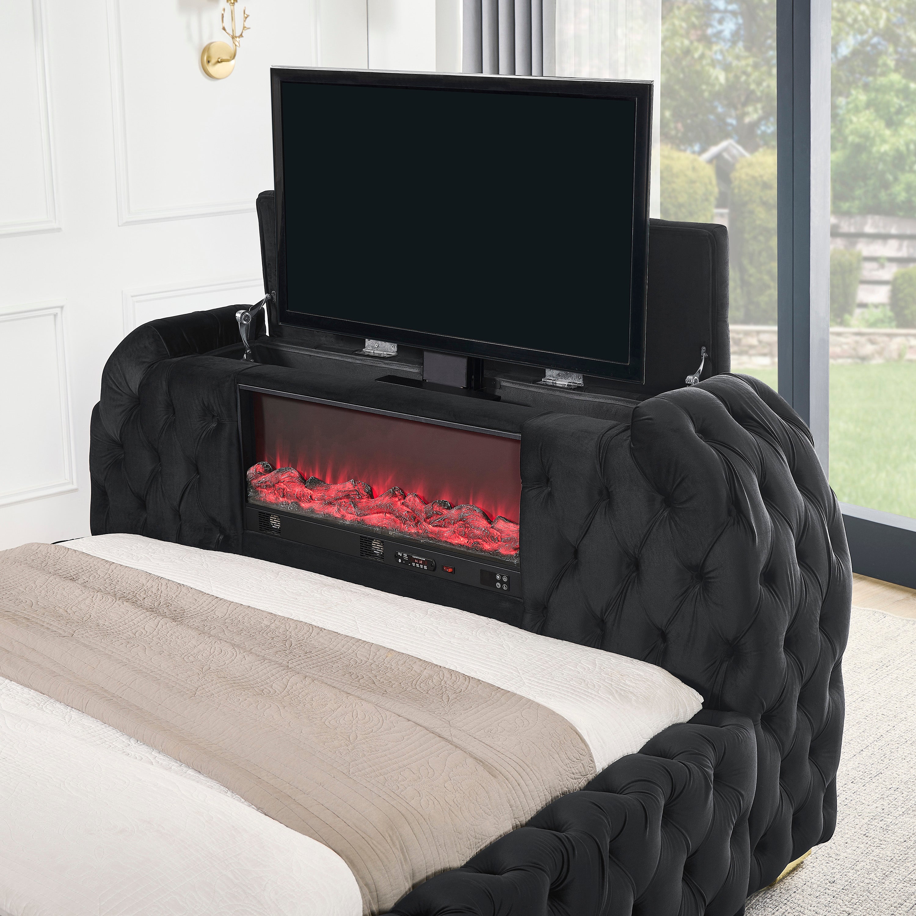 NATALIA BED W/FIREPLACE,TV LIFT