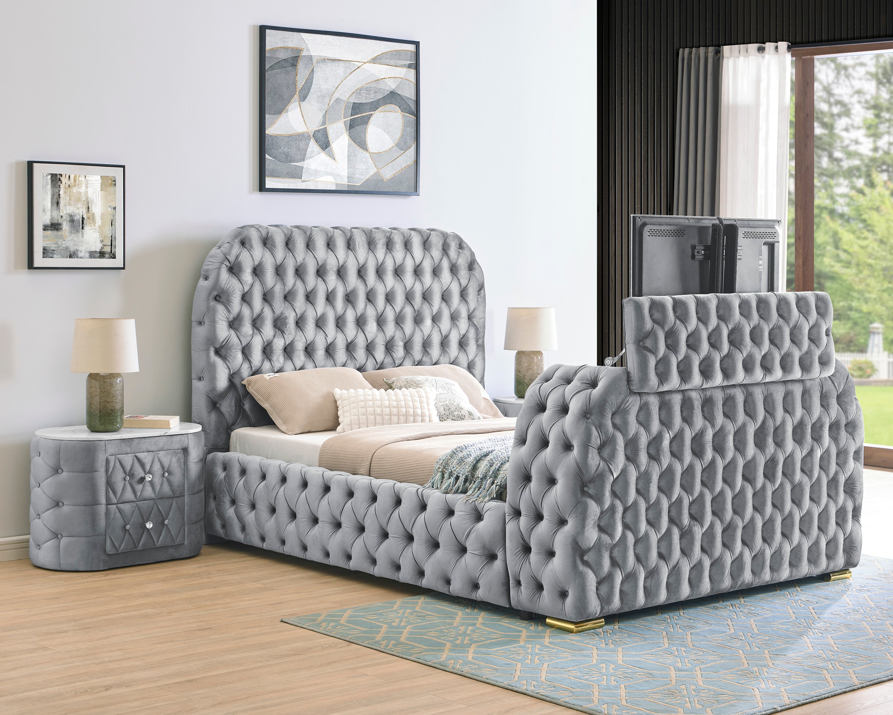 NATALIA BED W/FIREPLACE,TV LIFT