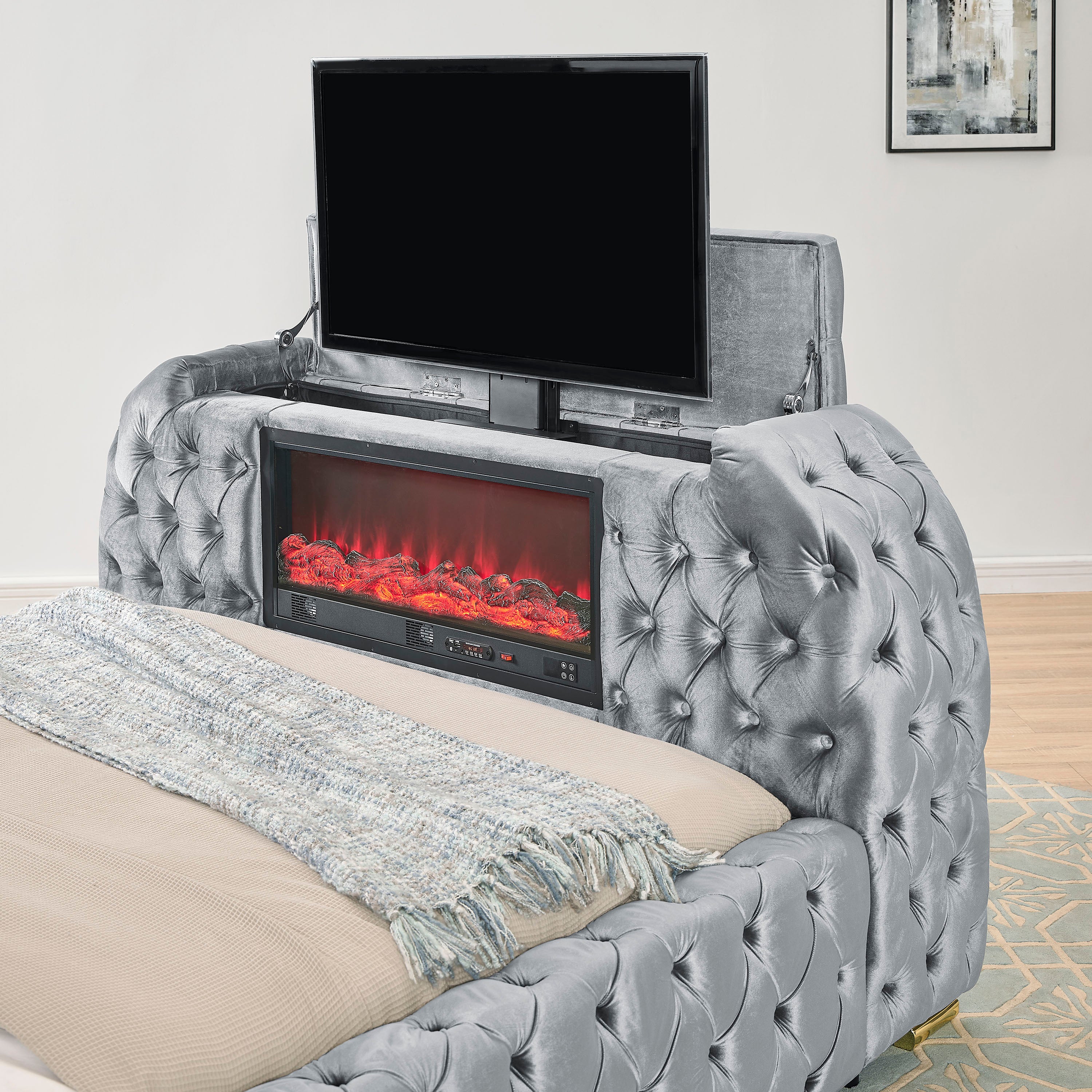 NATALIA BED W/FIREPLACE,TV LIFT