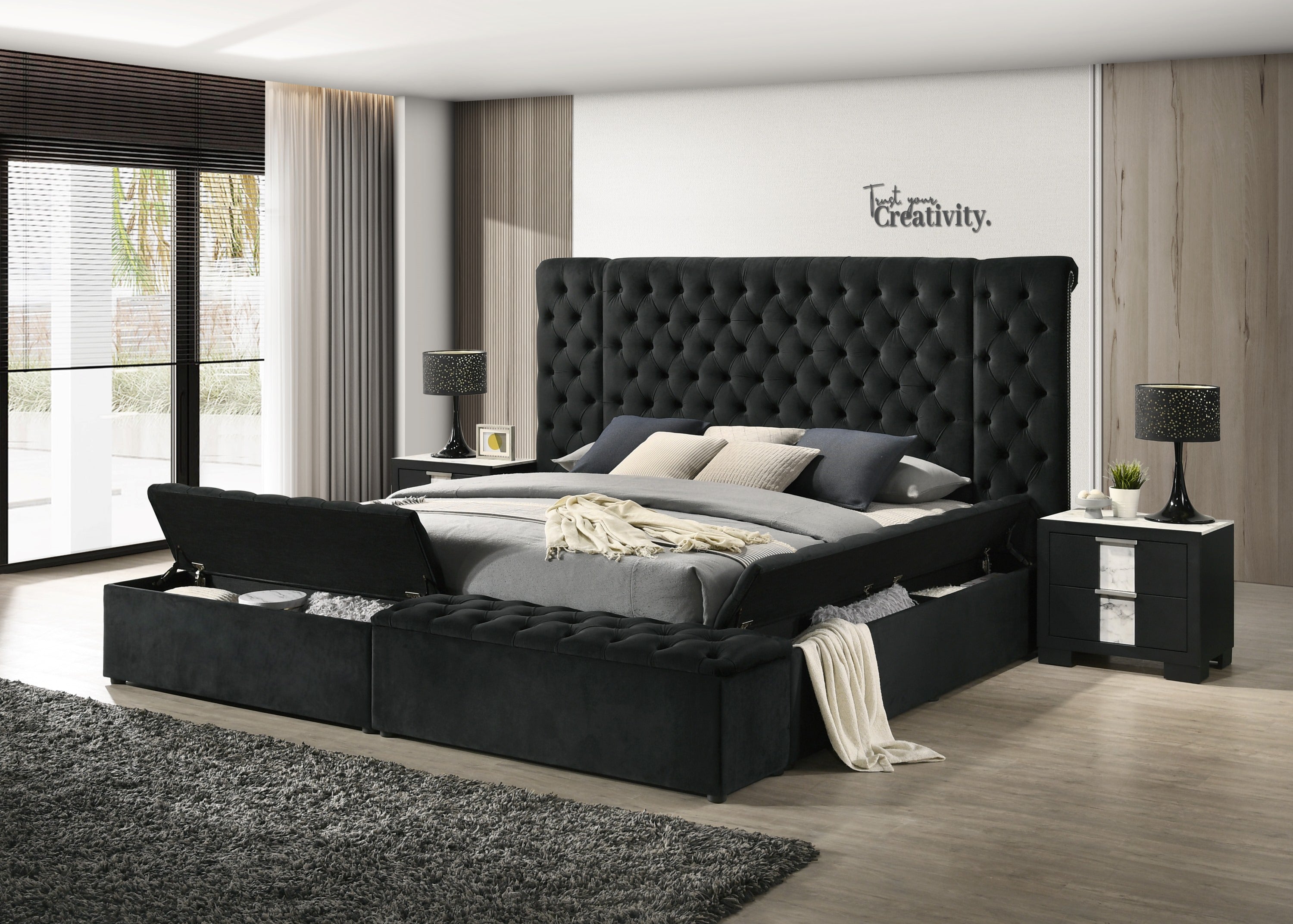 LILIANA BLACK BED FRAME COLLECTION, image size:3000x2143
