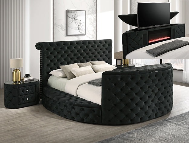 Voltare Fireplace/TV Lift Bed - Black