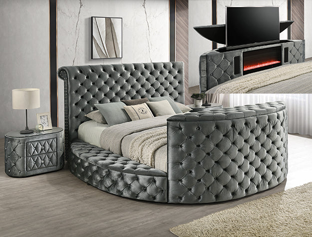 Voltare Fireplace/TV Lift Bed - Grey