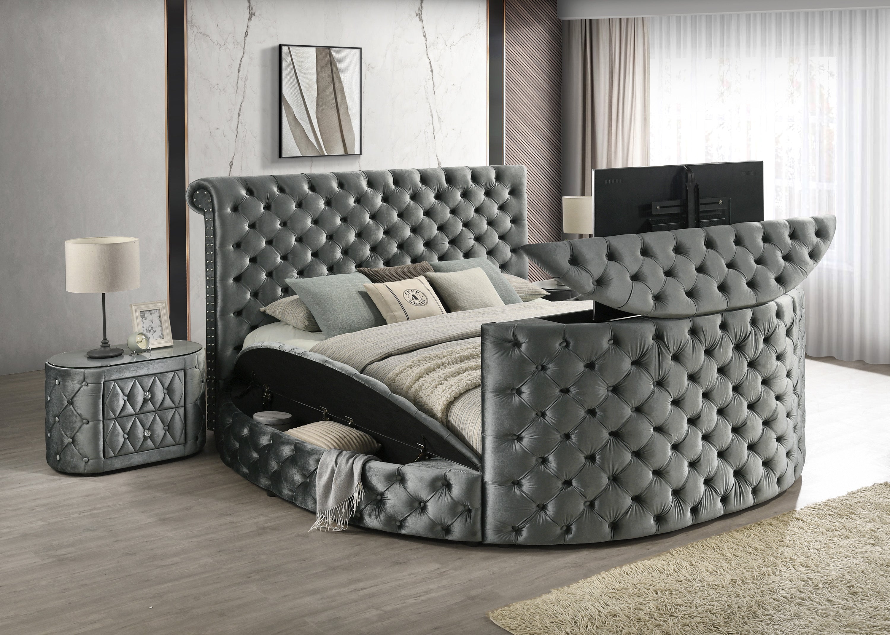 The Voltare Futuristic Bed - Grey