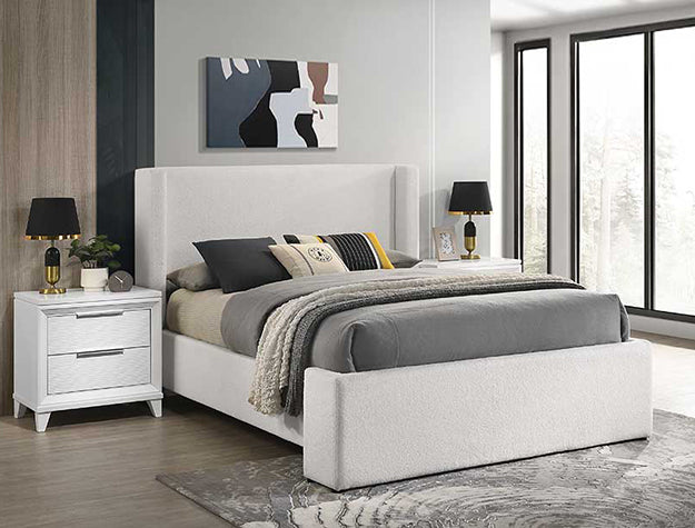 Portia White Boucle Bed Frame