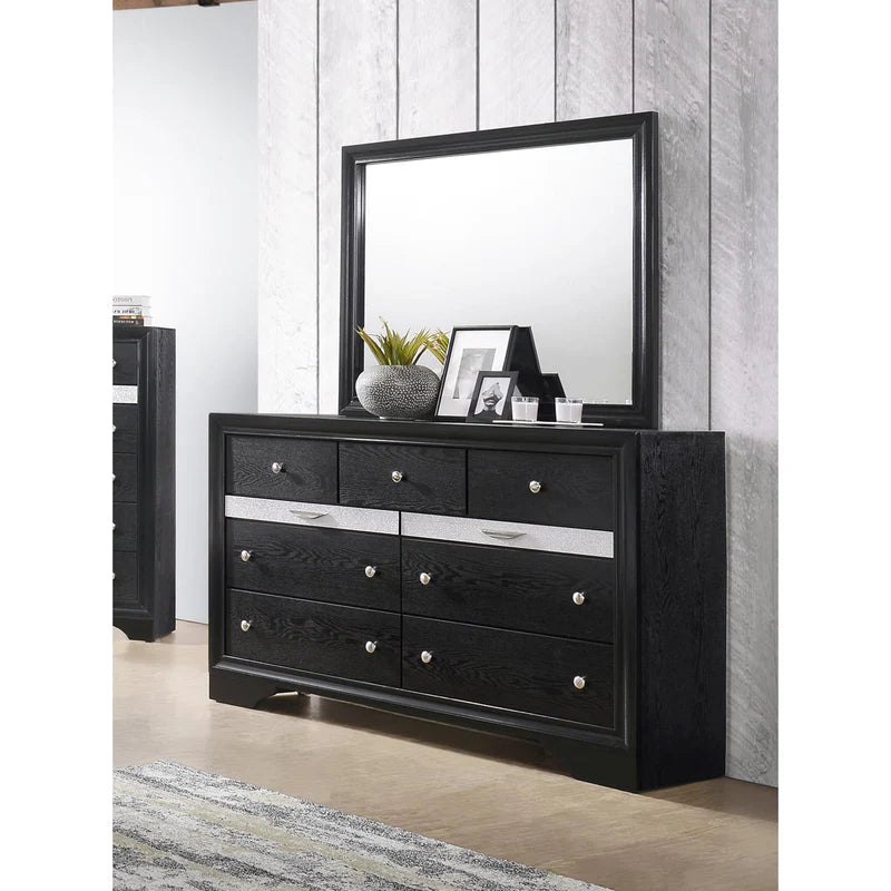 B1950 Regata Black Dresser & Mirror