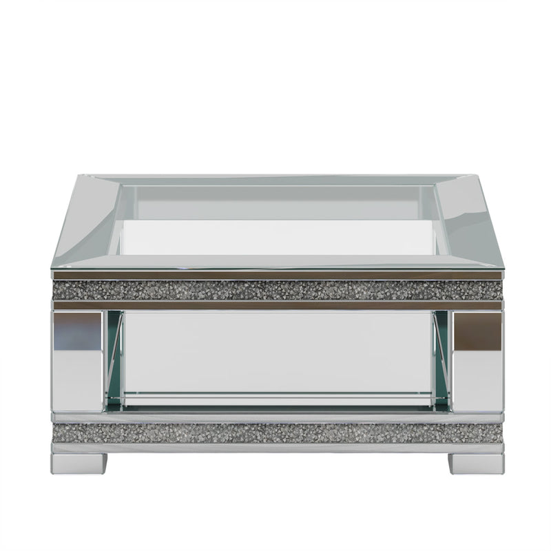 Coffee Table With Glass Top and Mirror Frame