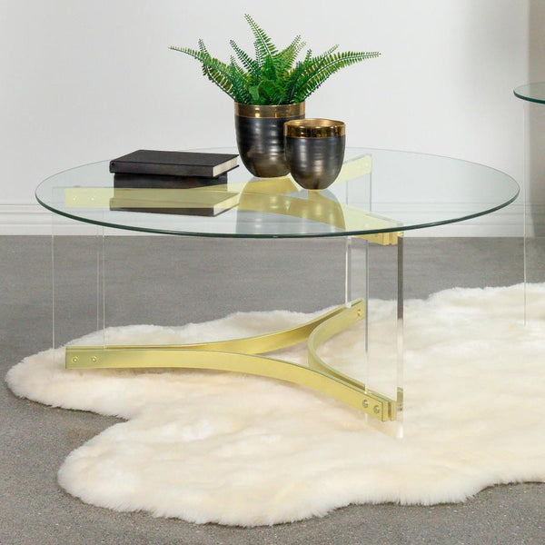 Glass Top Coffee Table With Gold Legs