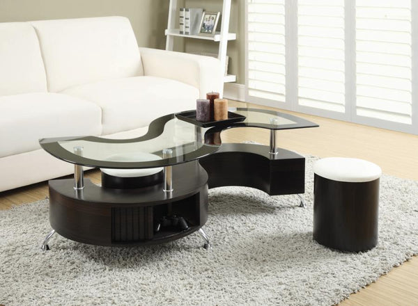 Buckley 3-piece Coffee Table and Stools Set Cappuccino