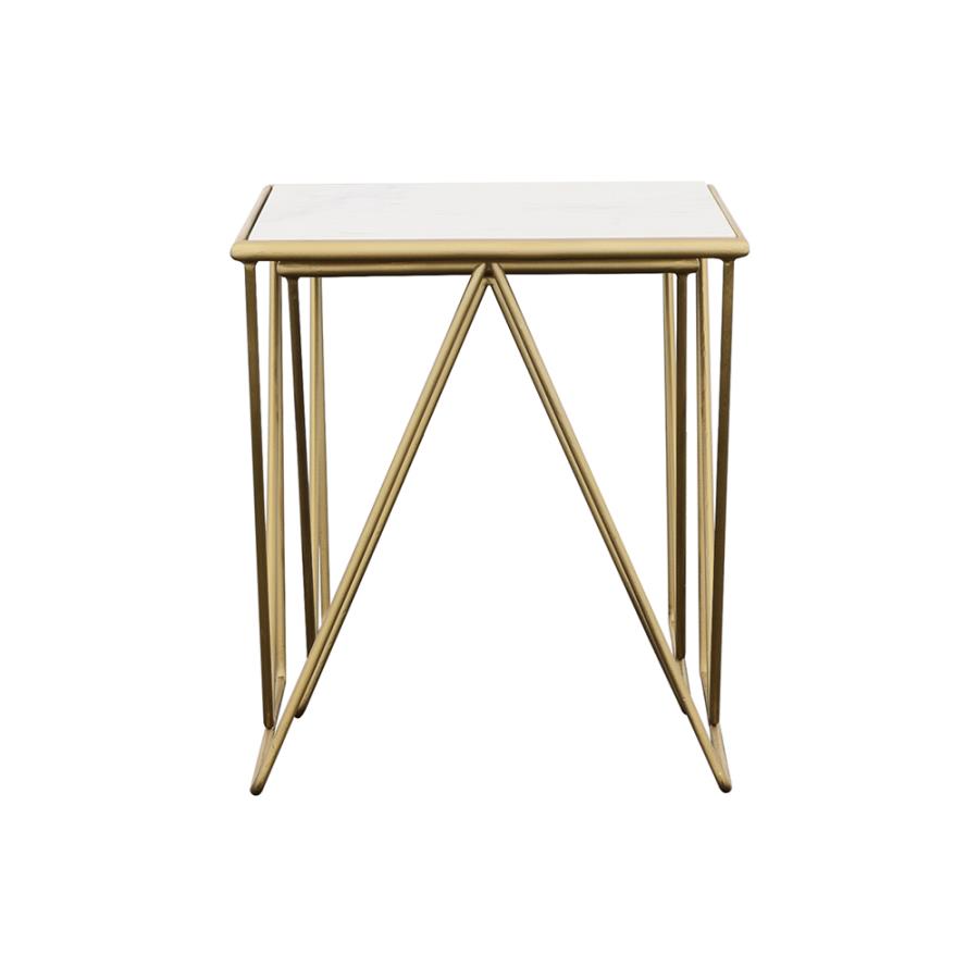 White & Gold Nesting End Table