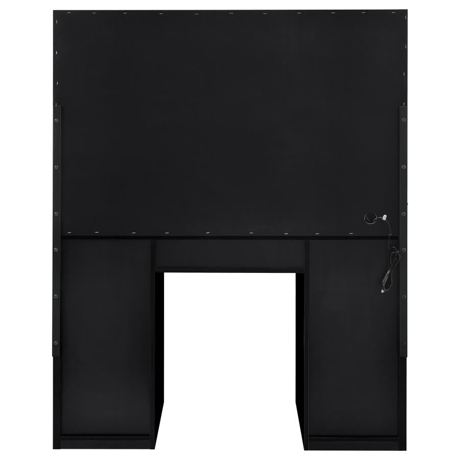 Acena 7-drawer Glass Top Vanity Desk with Lighting Black