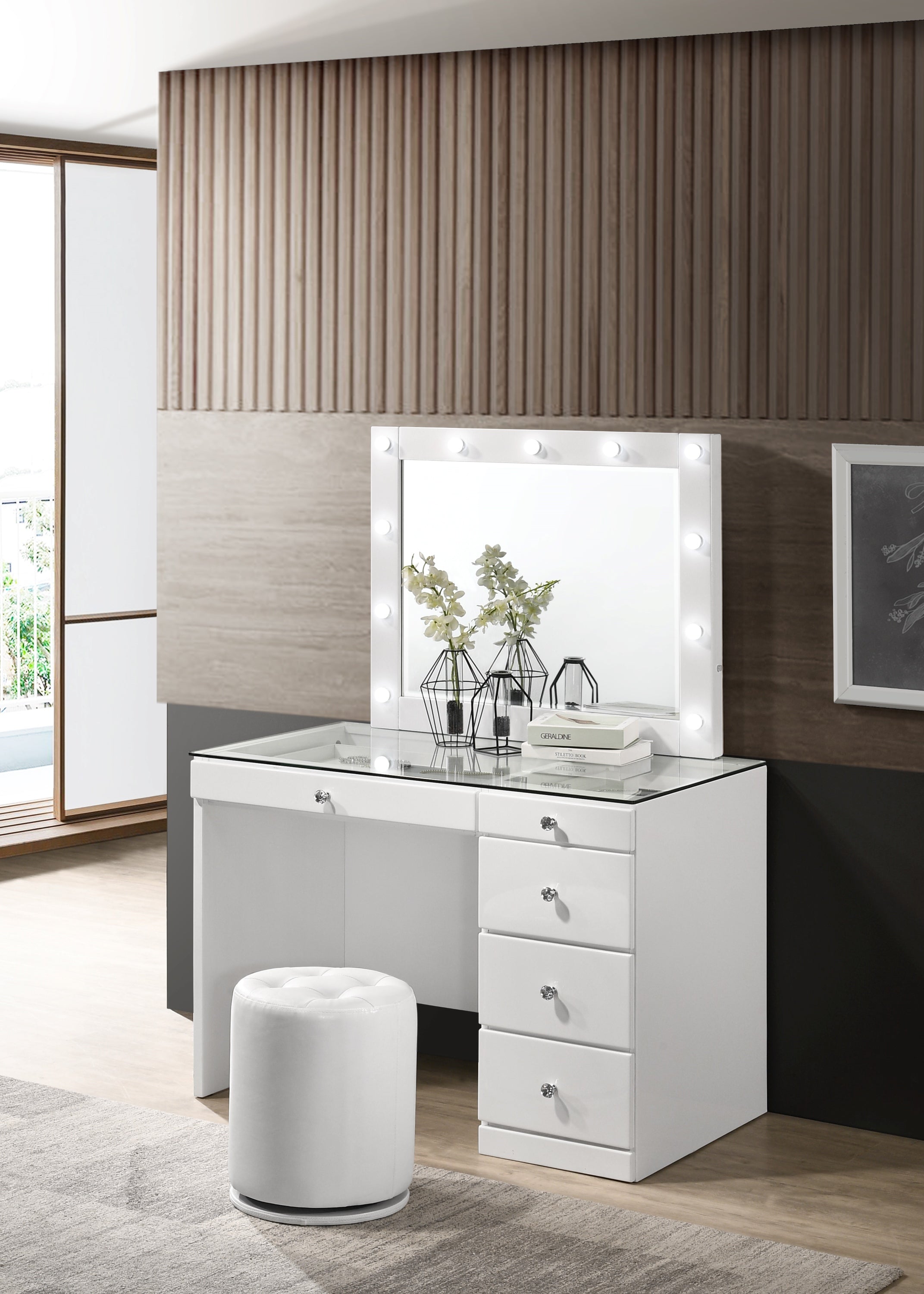 Morgan Glam Vanity High-Gloss White