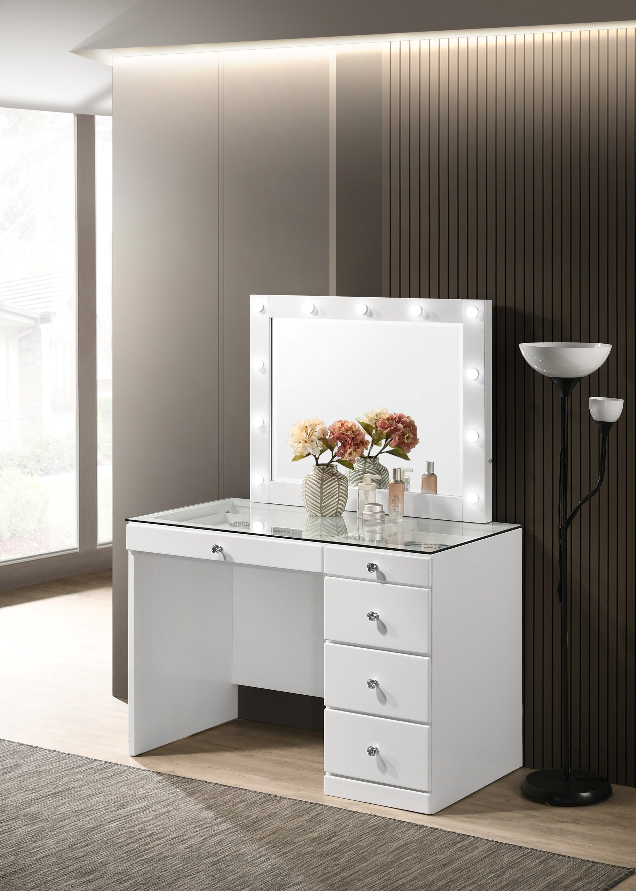 Morgan Glam Vanity High-Gloss White