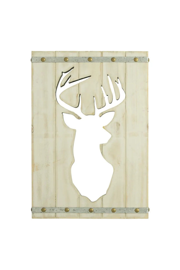 Deer On White Wood Wall Art