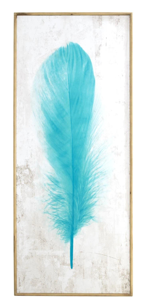 Blue Feather Wood Wall Art