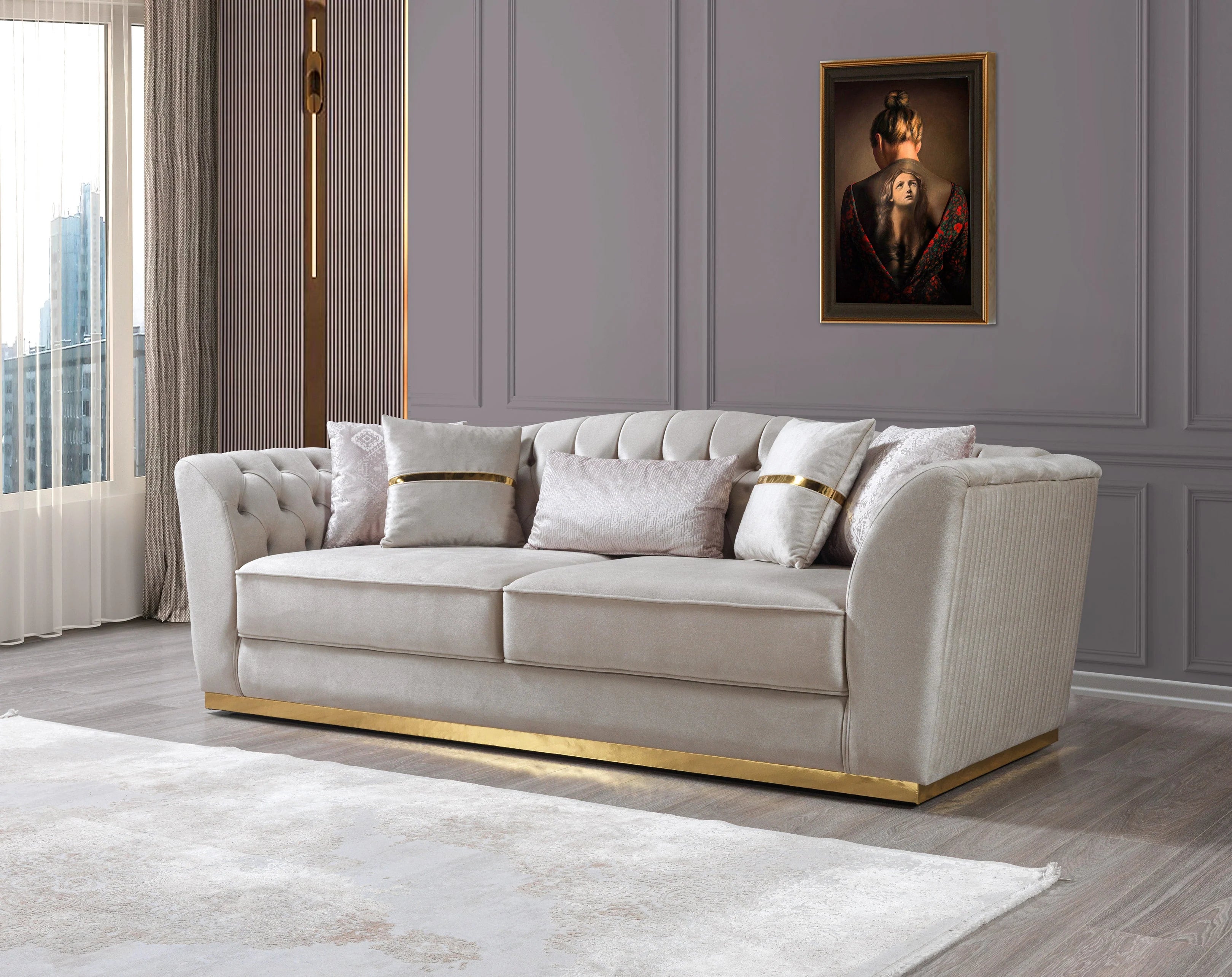 Milena Ivory Velvet Sofa